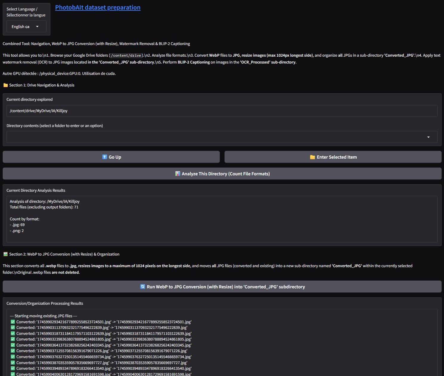 PhotobAIt dataset preparation - Free Google Colab (GPU T4 or CPU) - English/French